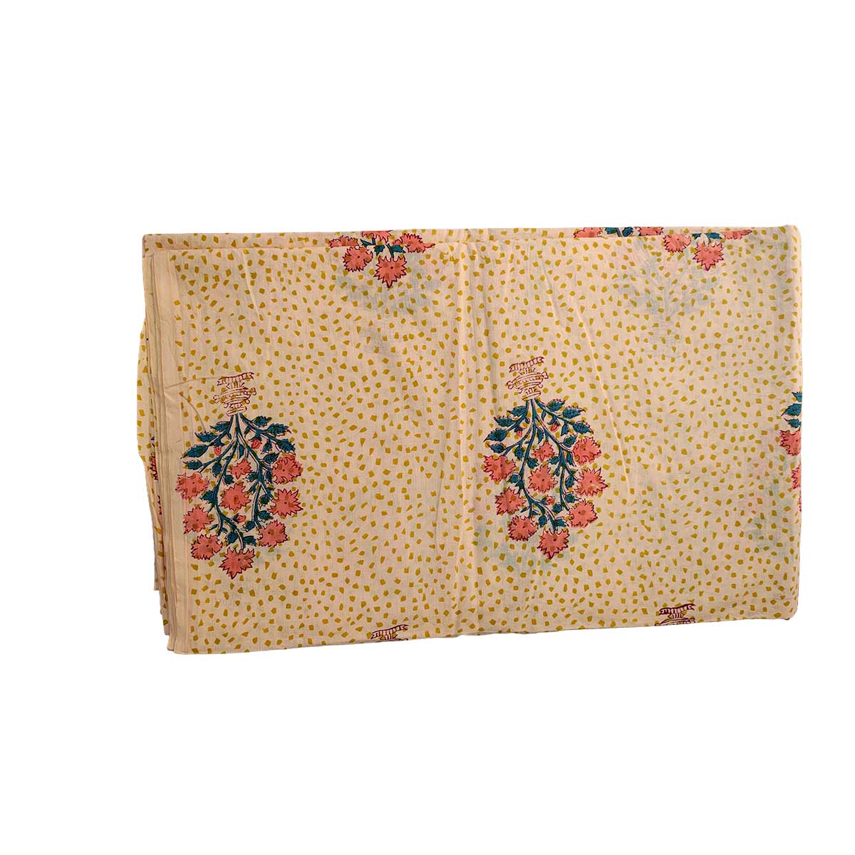 Handmade Bagru Print Textile – Beige Floral Cotton Material