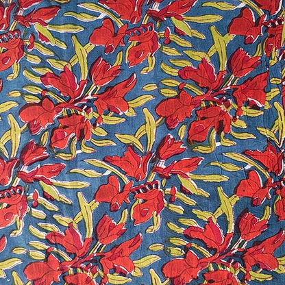 Sanganeri Hand Block Print Cotton Fabric – Multicolor Floral