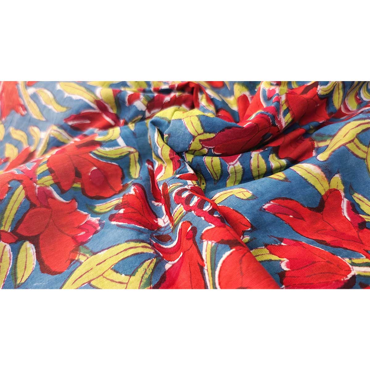 Sanganeri Hand Block Print Cotton Fabric – Multicolor Floral