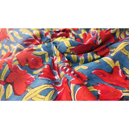 Sanganeri Hand Block Print Cotton Fabric – Multicolor Floral