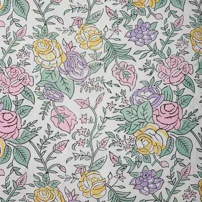 Sanganeri Hand Block Print Cotton Fabric – Multicolor Floral
