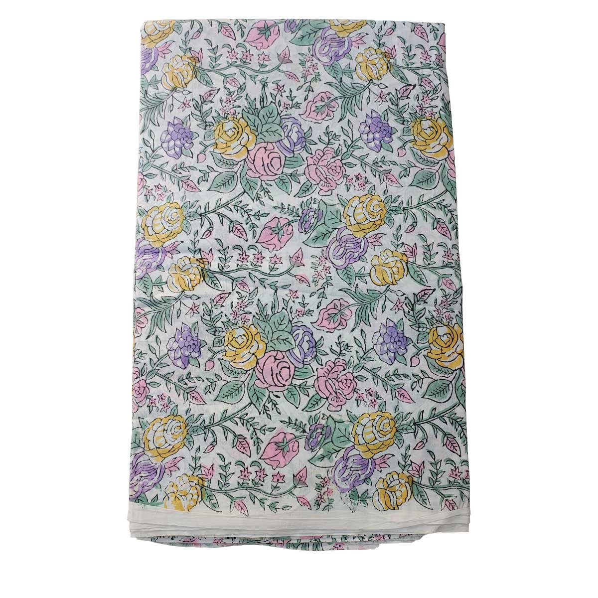 Handmade Bagru Print Textile – Multicolor Floral Cotton Material