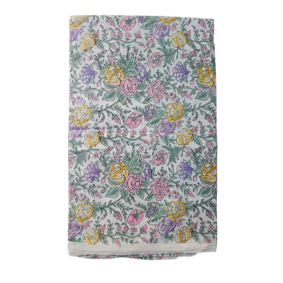Sanganeri Hand Block Print Cotton Fabric – Multicolor Floral
