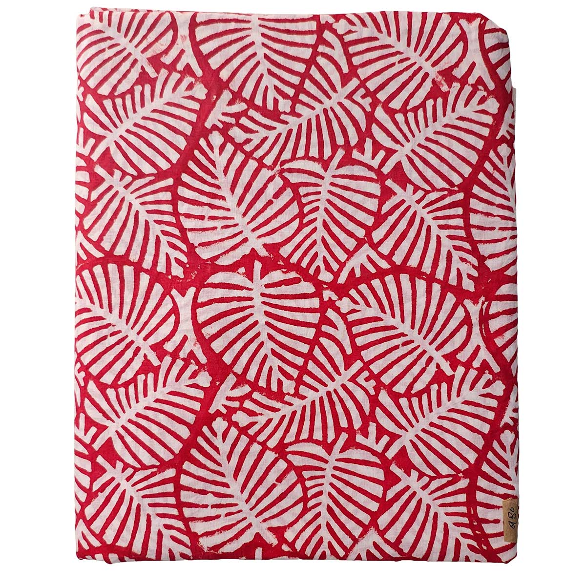 Sanganeri Hand Block Print Cotton Fabric – Red Leaf Print