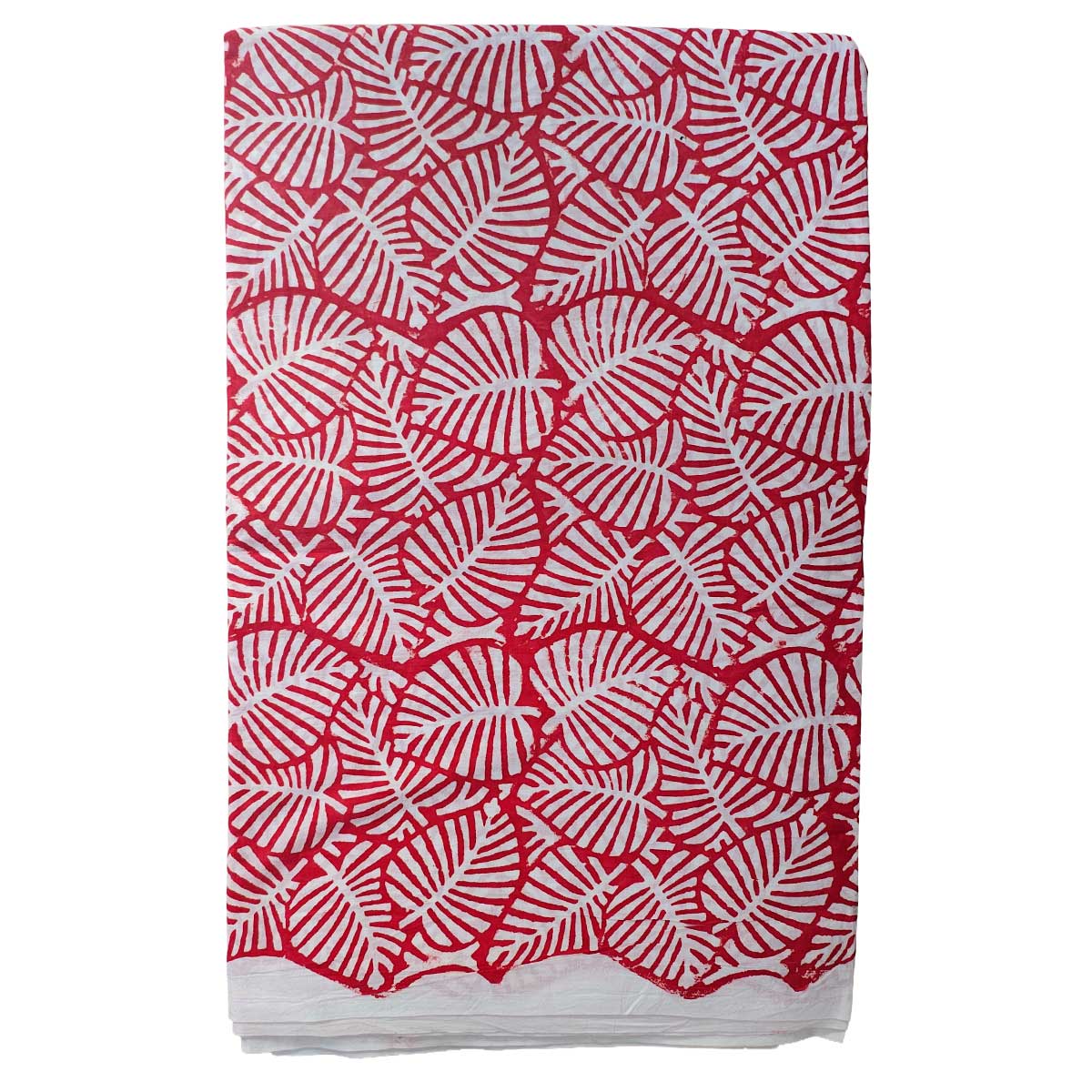 Handmade Bagru Print Textile – Red Leaf Print Cotton Material
