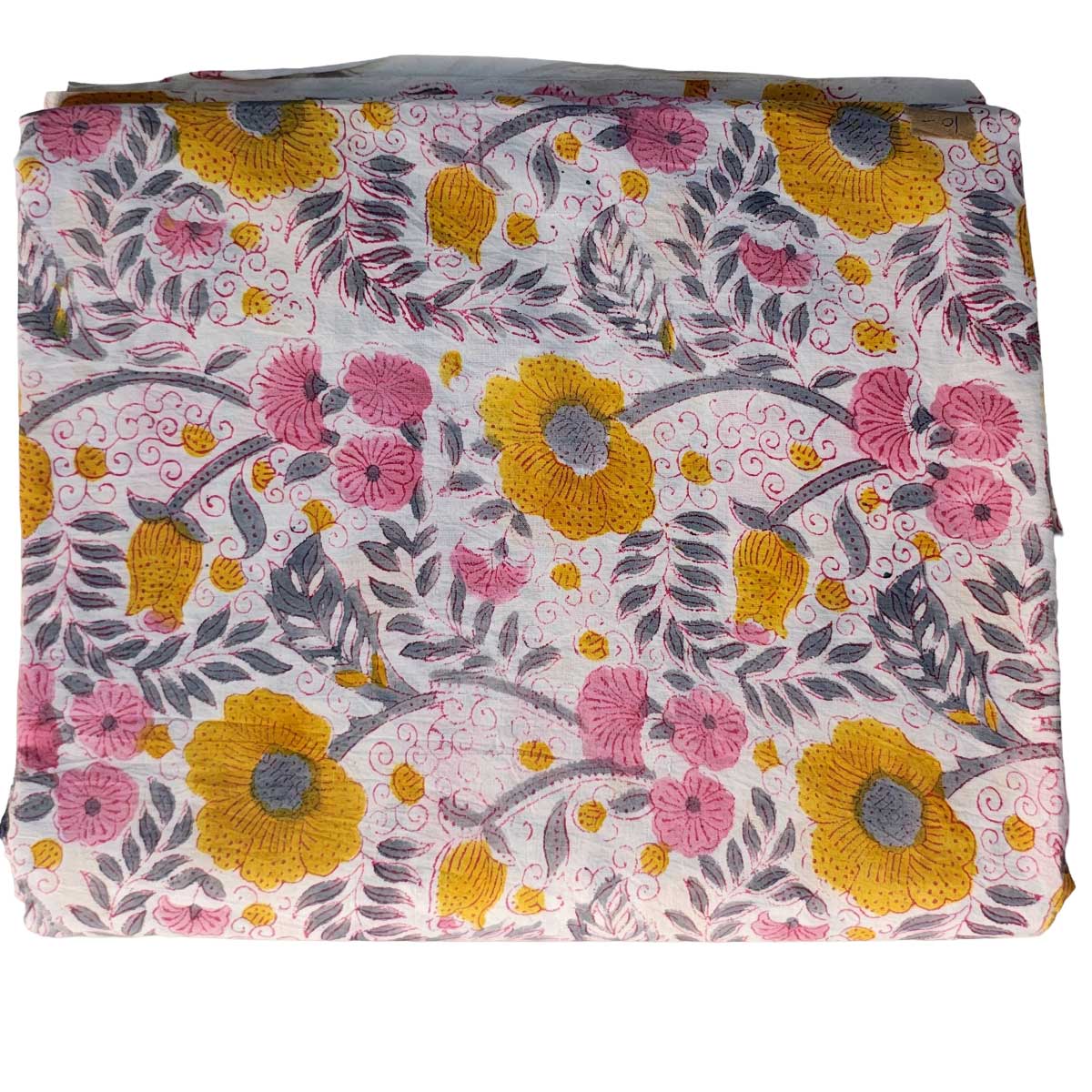 Handmade Bagru Print Textile – Multicolor Floral Print Cotton Material