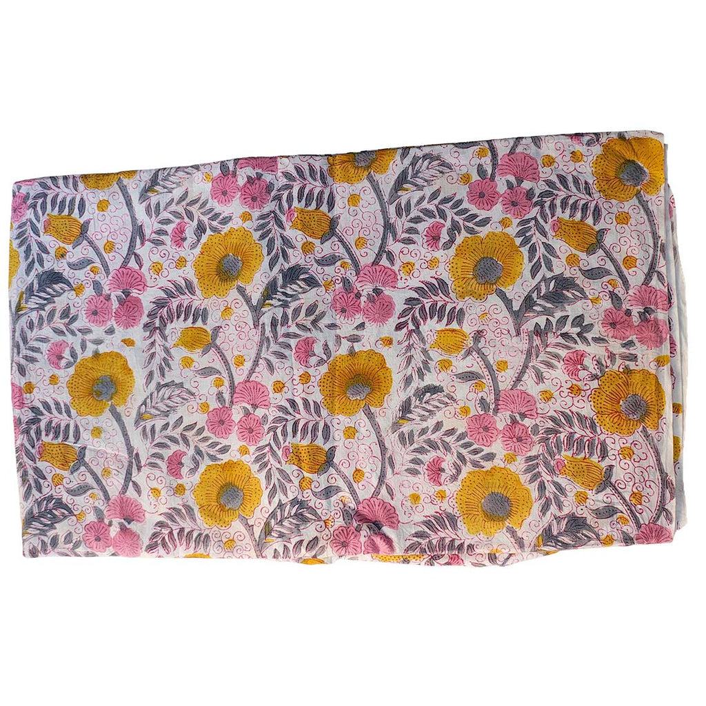Handmade Bagru Print Textile – Multicolor Floral Print Cotton Material