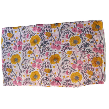 Sanganeri Hand Block Print Cotton Fabric – Multicolor Floral Print