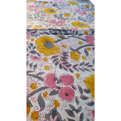 Sanganeri Hand Block Print Cotton Fabric – Multicolor Floral Print