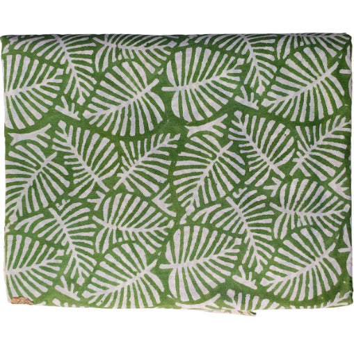 Handmade Bagru Print Textile – Green Floral Print Cotton Material