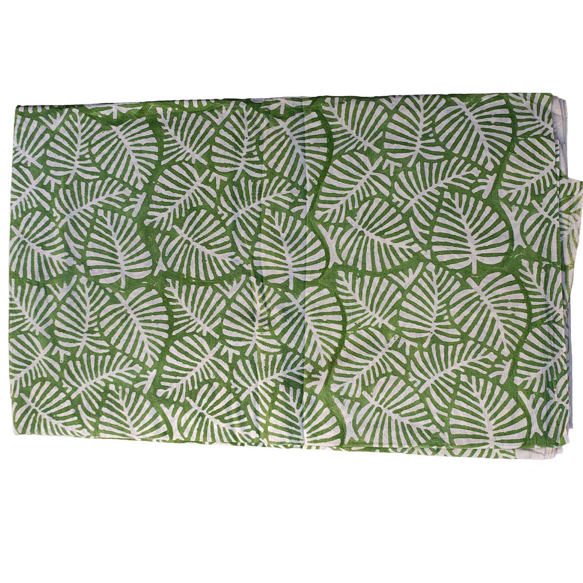 Handmade Bagru Print Textile – Green Floral Print Cotton Material