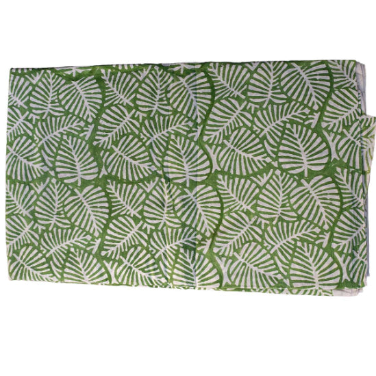 Sanganeri Hand Block Print Cotton Fabric – Green Floral Print