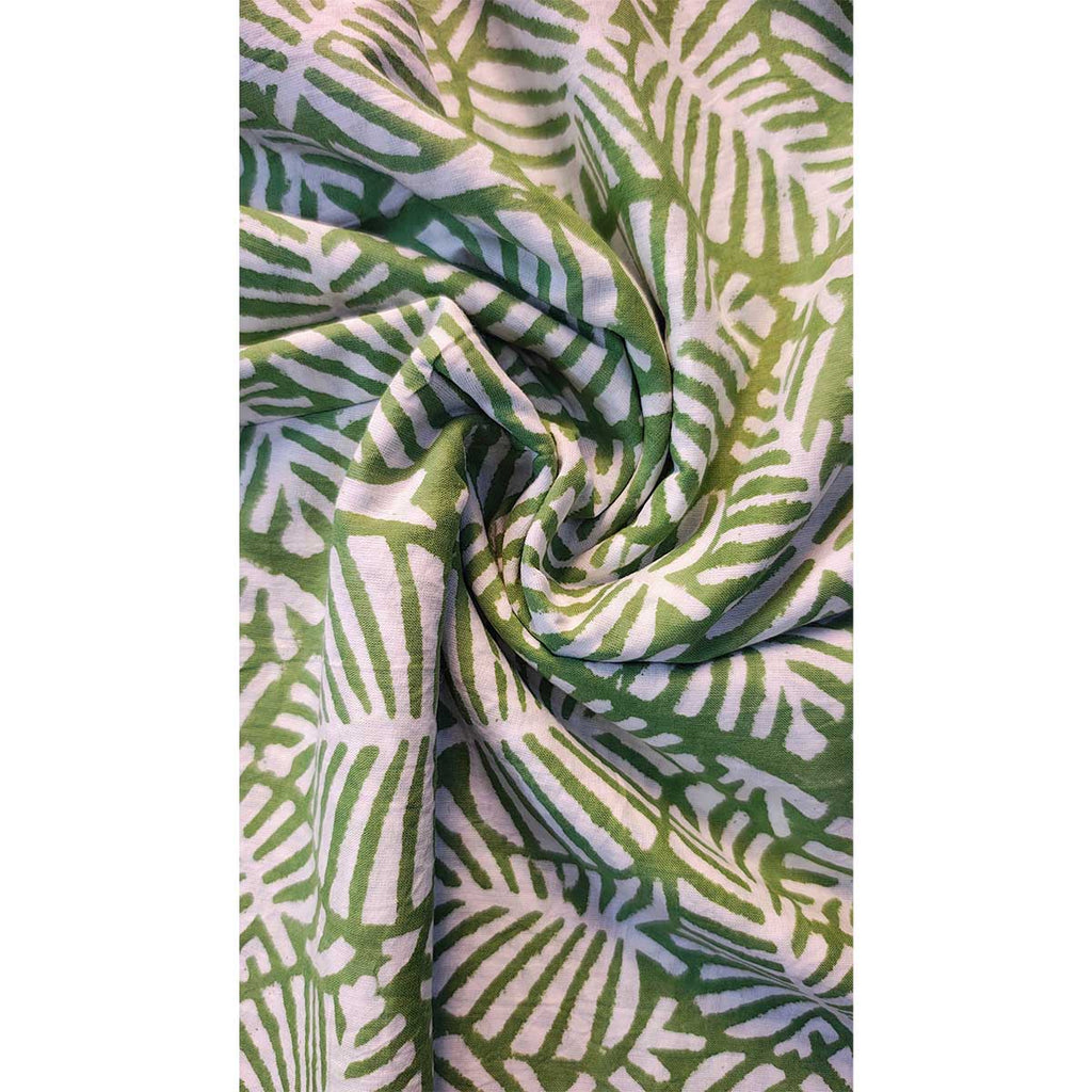Handmade Bagru Print Textile – Green Floral Print Cotton Material