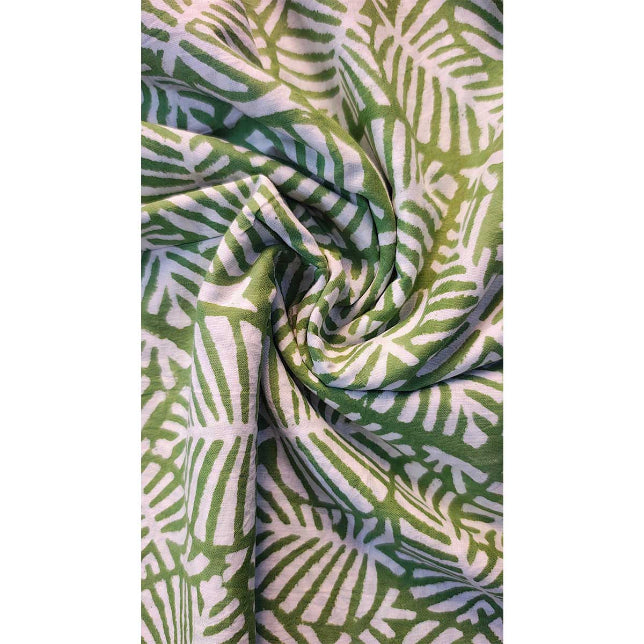Handmade Bagru Print Textile – Green Floral Print Cotton Material