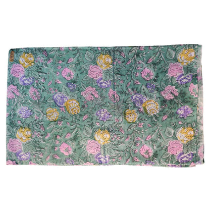 Sanganeri Hand Block Print Cotton Fabric – Mint Green Floral Print