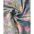 Handmade Bagru Print Textile – Mint Green Floral Print Cotton Material