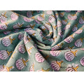 Handmade Bagru Print Textile – Green Floral Print Cotton Material