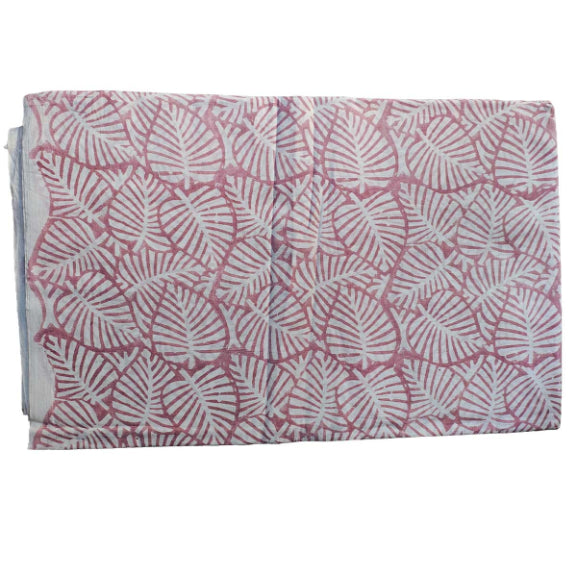 Handmade Bagru Print Textile – Pink Floral Print Cotton Material