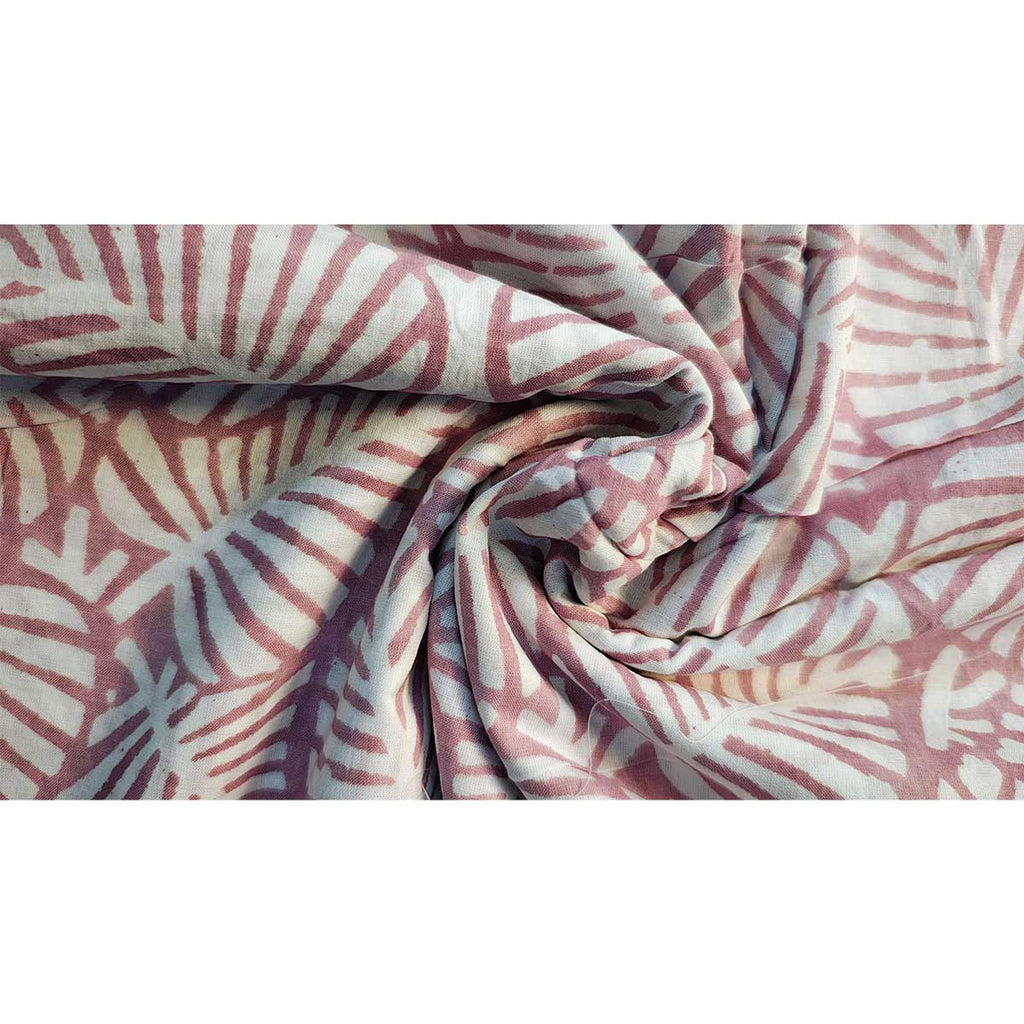 Handmade Bagru Print Textile – Pink Floral Print Cotton Material