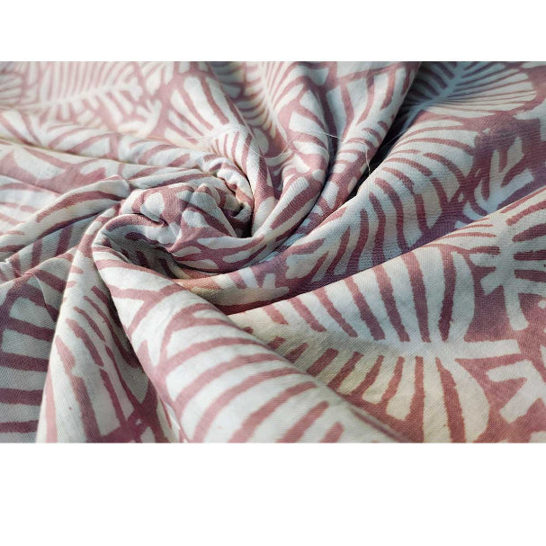 Handmade Bagru Print Textile – Pink Floral Print Cotton Material