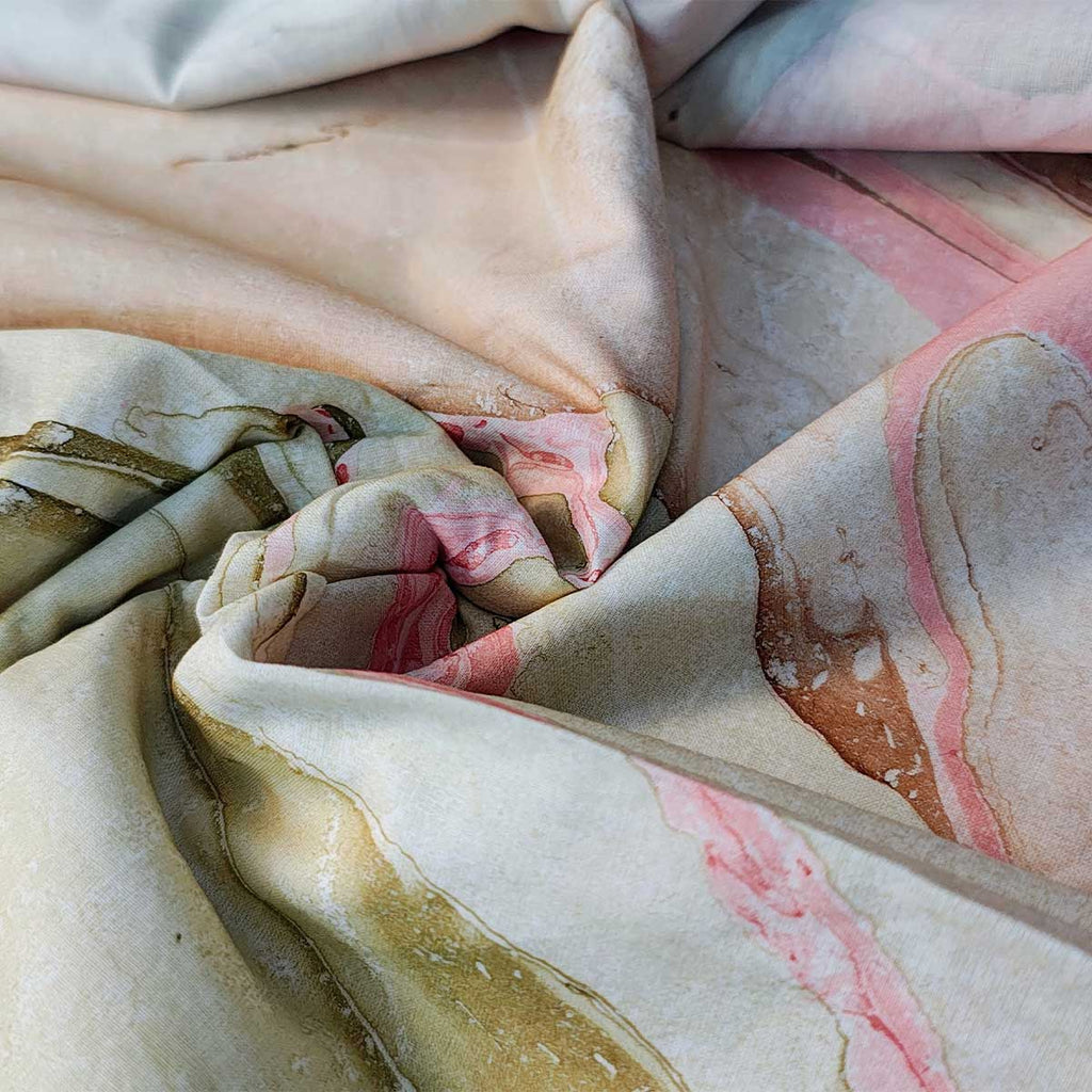 Handmade Bagru Print Textile – Pink Floral Print Cotton Material