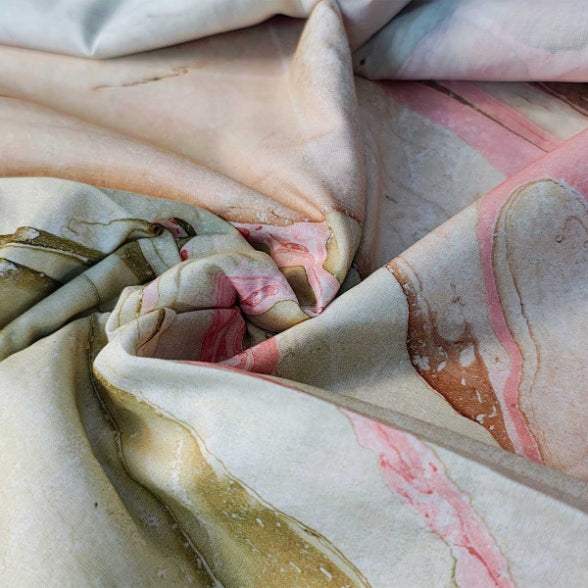 Handmade Bagru Print Textile – Pink Floral Print Cotton Material
