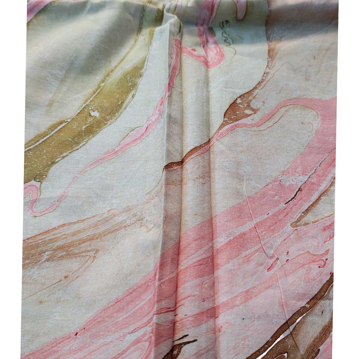 Handmade Bagru Print Textile – Pink Floral Print Cotton Material