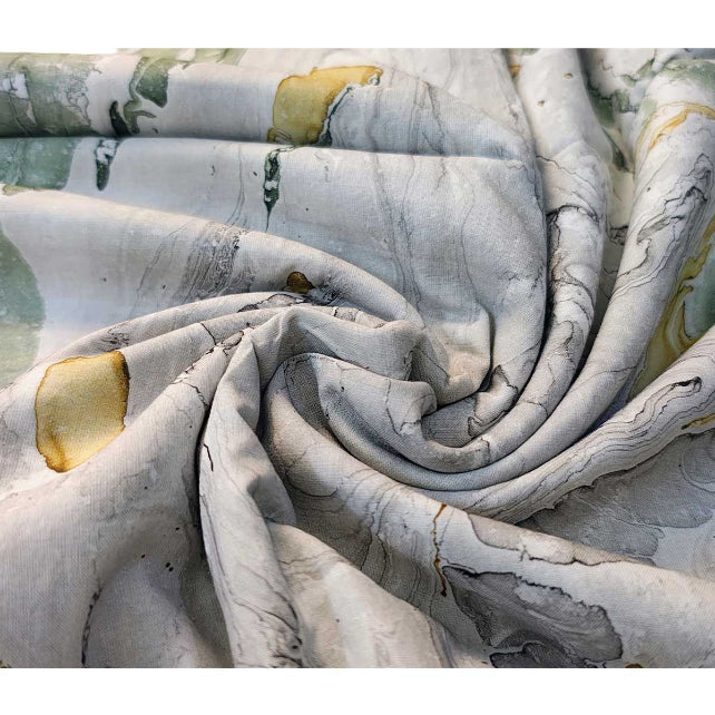 Handmade Bagru Print Textile – Grey Floral Print Cotton Material