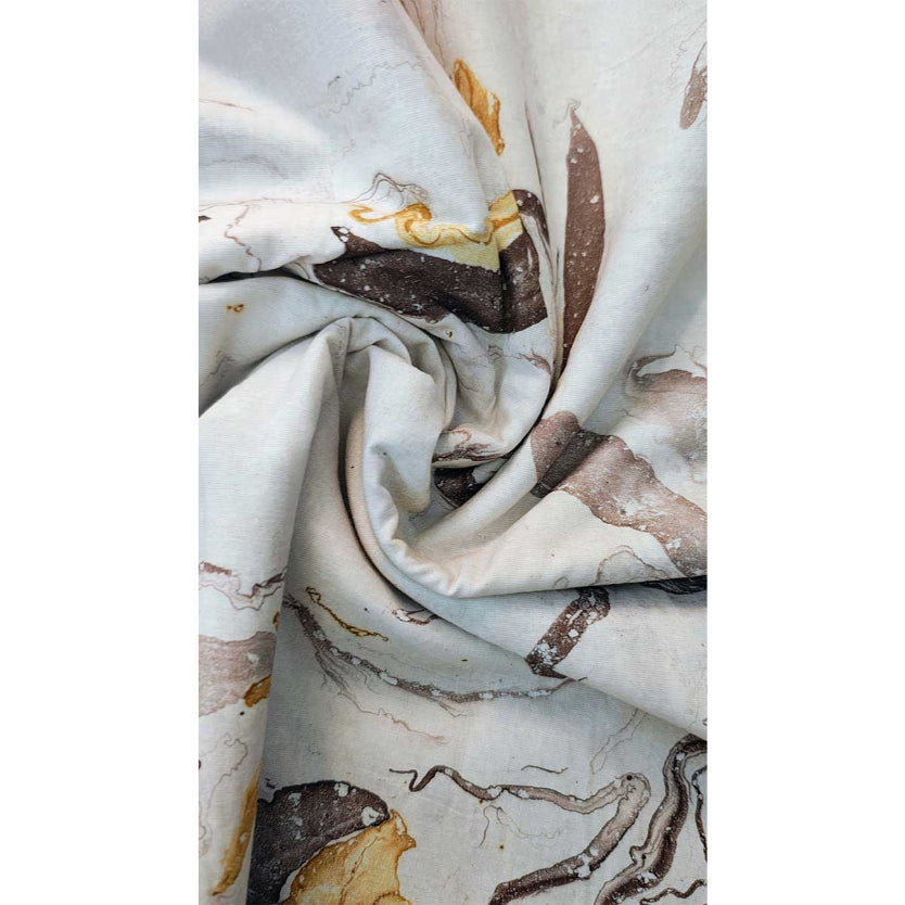 Handmade Bagru Print Textile – Beige Marble Print Cotton Material