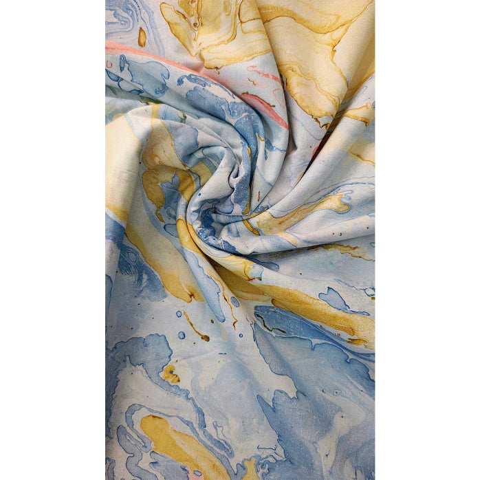 Handmade Bagru Print Textile – Blue Marble Print Cotton Material