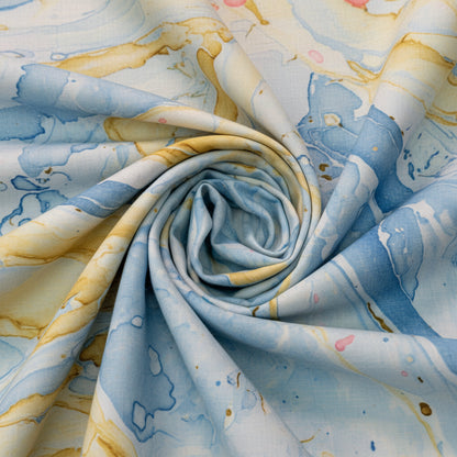 Sanganeri Hand Block Print Cotton Fabric – Blue Marble Print
