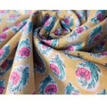 Handmade Bagru Print Textile –  Yellow Floral Print Cotton Material