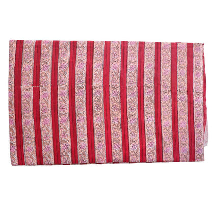 Sanganeri Hand Block Print Cotton Fabric – Red And Peach Floral Print