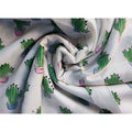 Sanganeri Hand Block Print Cotton Fabric – White Cactus Print