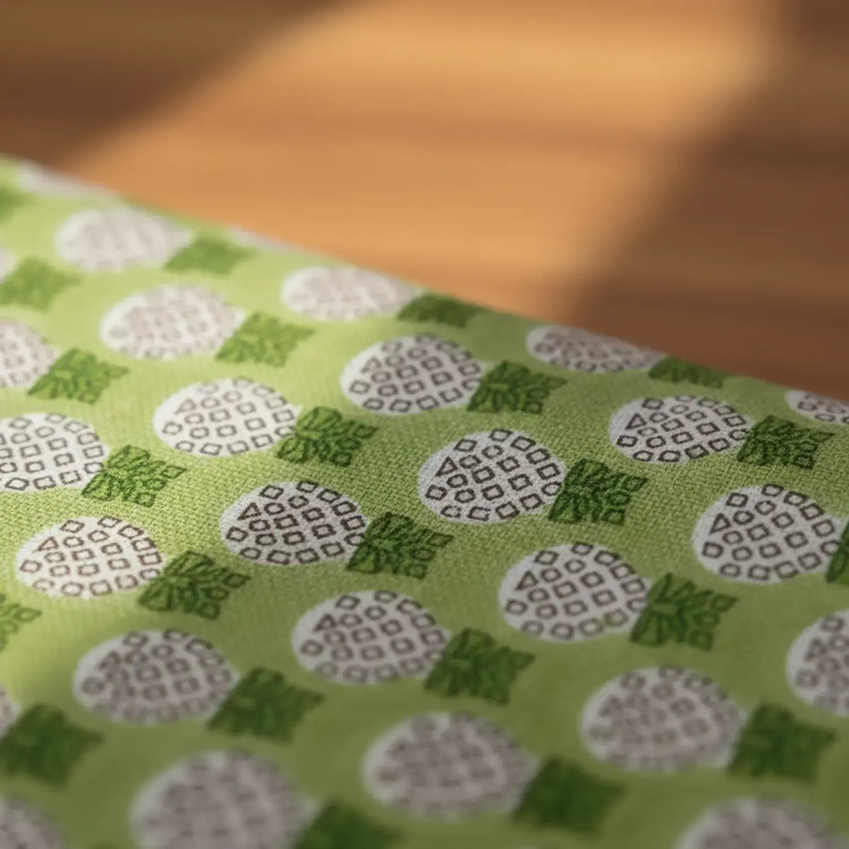 Sanganeri Hand Block Print Cotton Fabric – Green Floral Print