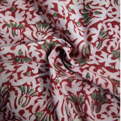 Kalamkari Block Printed Cotton Bedsheet with Floral and Traditional Motifs