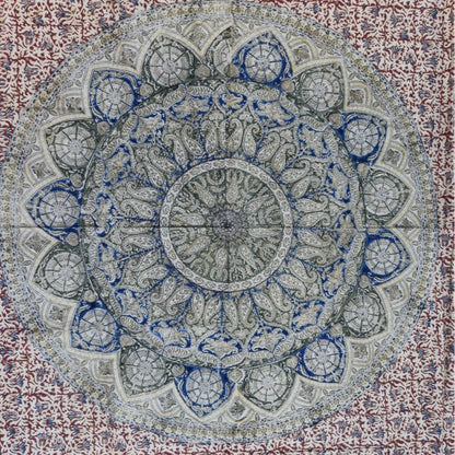 Kalamkari Block Printed Cotton Bedsheet with Floral and Traditional Motifs