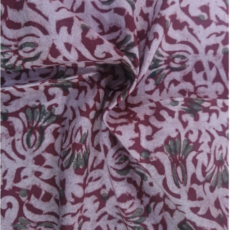 Kalamkari Block Printed Cotton Bedsheet with Floral and Traditional Motifs