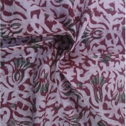 Kalamkari Block Printed Cotton Bedsheet with Floral and Traditional Motifs