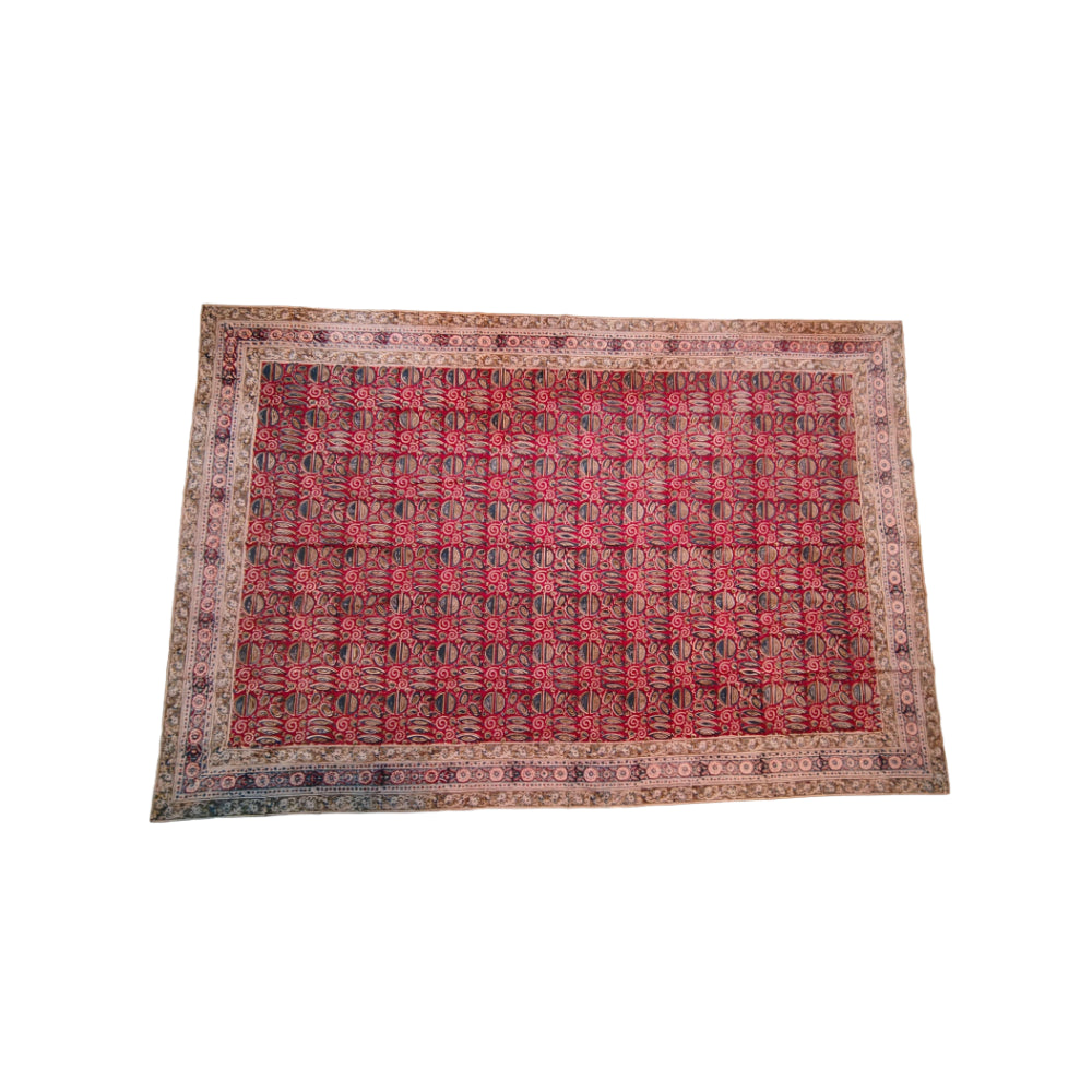 Kalamkari Haathi Red - Single Bed Bedsheet (60x90 Inches)