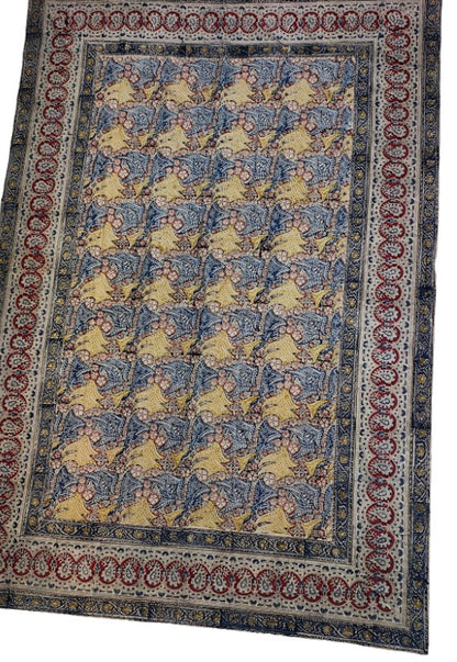 Kalamkari Blue Color - Single Bed Bedsheet (60x90 Inches)