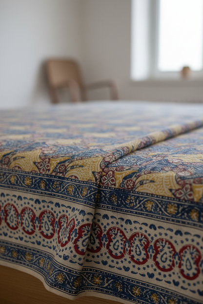 Kalamkari Blue Color - Single Bed Bedsheet (60x90 Inches)
