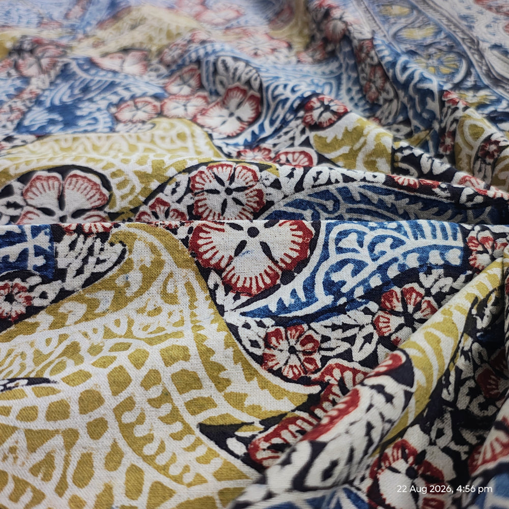 Kalamkari Blue Color - Single Bed Bedsheet (60x90 Inches)