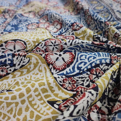 Kalamkari Blue Color - Single Bed Bedsheet (60x90 Inches)