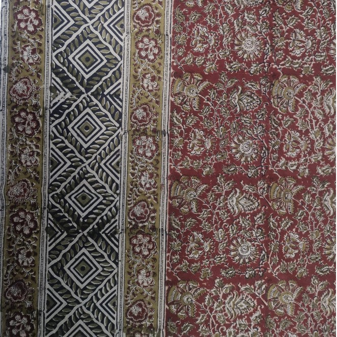 Kalamkari Red Color - Single Bed Bedsheet (60x90 Inches)