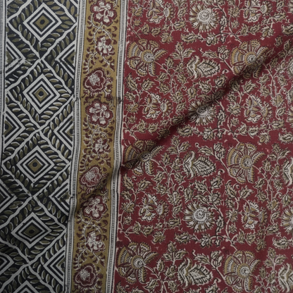 Kalamkari Red Color - Single Bed Bedsheet (60x90 Inches)