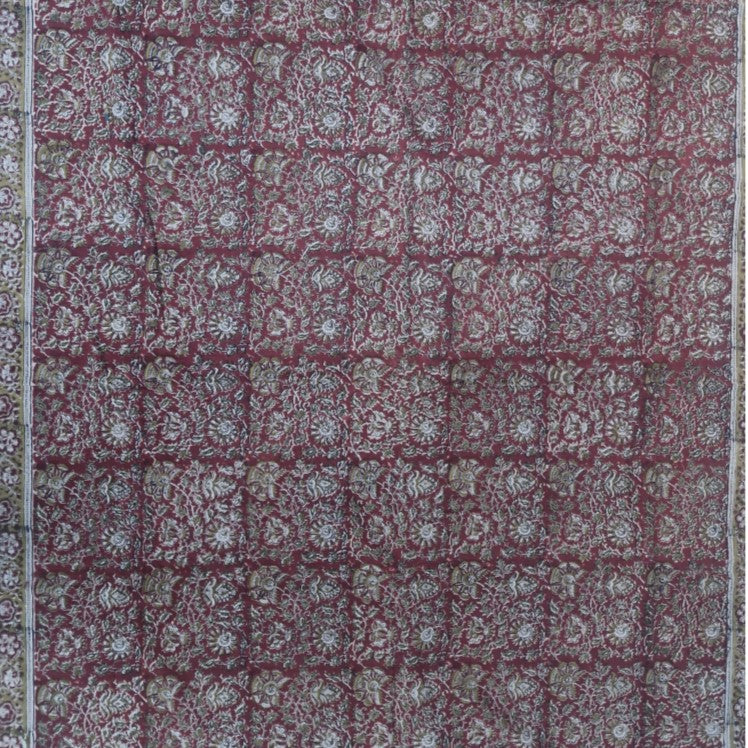 Kalamkari Red Color - Single Bed Bedsheet (60x90 Inches)