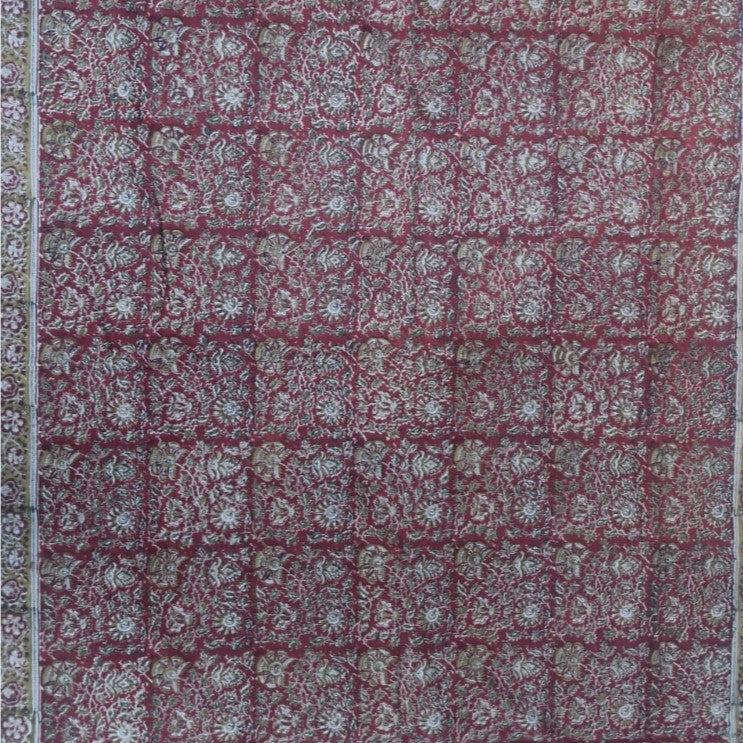 Kalamkari Red Color - Single Bed Bedsheet (60x90 Inches)
