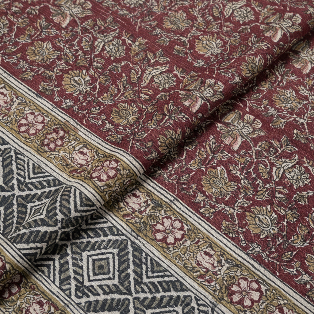 Kalamkari Red Color - Single Bed Bedsheet (60x90 Inches)
