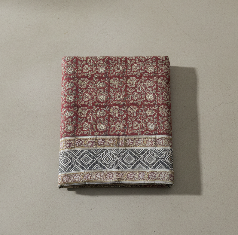 Kalamkari Red Color - Single Bed Bedsheet (60x90 Inches)